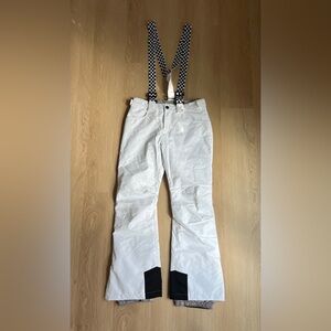 SMN Smaining Snowboard Women’s Size S Ski Pants White Checkered Suspenders Bibs